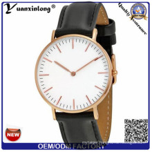 Yxl-653 High End Bussiness Stainless Steel Back Genuine Leather Quartz Watch, Watch Case Stainless Steel